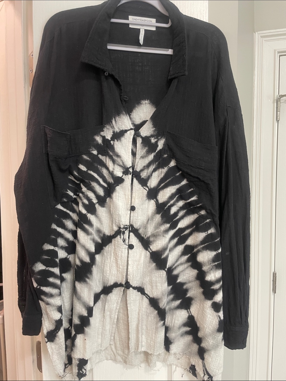 One Teaspoon black and white tie dye shirt from Free People